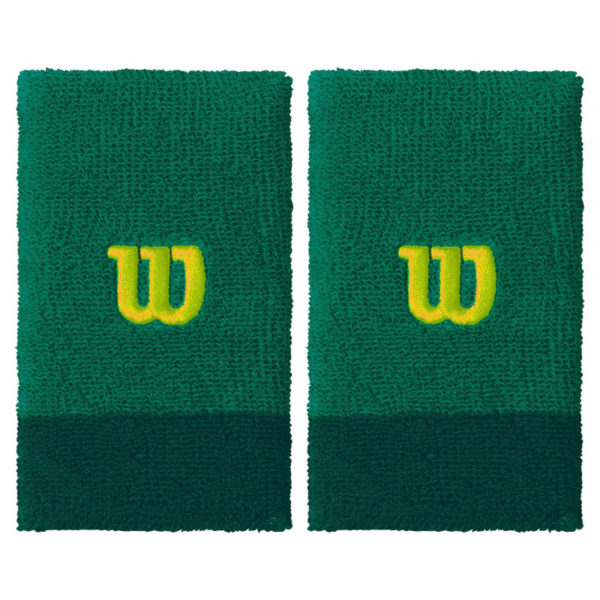 Wilson Extra Wide Tennis Wristbands x 2 (Deep Green)